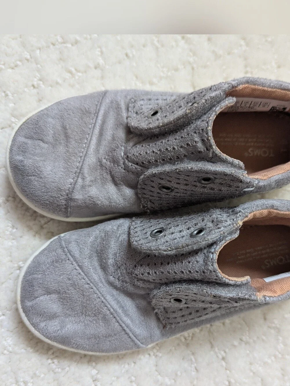Kids TOMS Gray Suede High-Top Velcro Sneakers Size Toddler US9